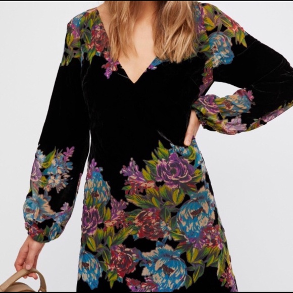 Free People Dresses & Skirts - Free People Misha Black Floral Mini Dress NWOT